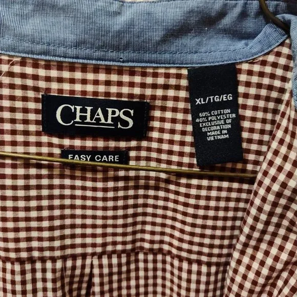 Chaps Easy Care Men's Plaid Long Sleeve Button Down Shirt Size XL - Picture 8 of 8